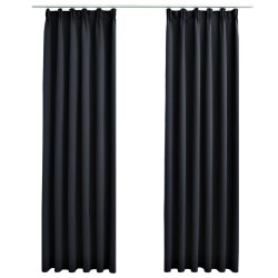 vidaXL Verdunkelungsvorhänge mit Haken 2 Stk. Schwarz 140x245cm