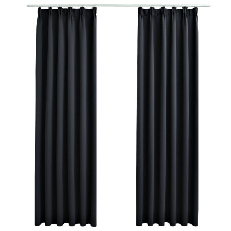 vidaXL Verdunkelungsvorhänge mit Haken 2 Stk. Schwarz 140x245cm