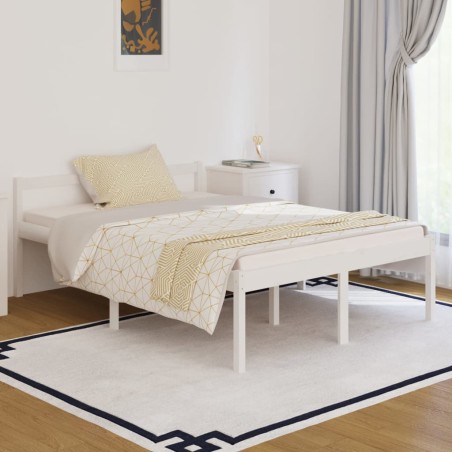 vidaXL Seniorenbett Weiß 135x190 cm Massivholz Kiefer