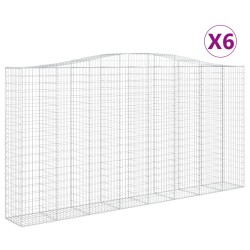 vidaXL Gabionen mit Hochbogen 6 Stk. 400x50x200/220cm Verzinktes Eisen