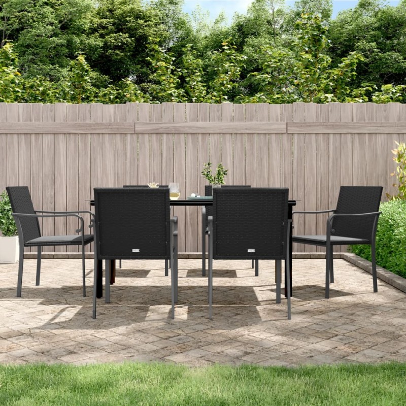 vidaXL 7-tlg. Garten-Essgruppe mit Kissen Poly Rattan und Stahl vidaXL 7-tlg. Garten-Essgruppe mit Kissen Poly Rattan und Stahl