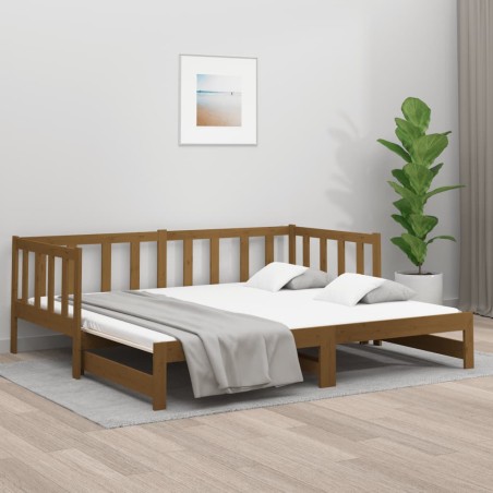 vidaXL Tagesbett Ausziehbar Honigbraun 2x(90x190) cm Massivholz Kiefer