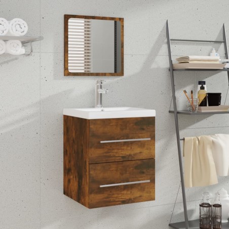vidaXL Badschrank mit Spiegel Räuchereiche 41x38,5x48 cm 