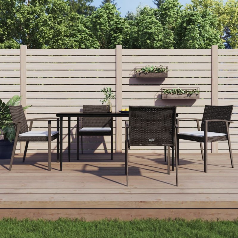 vidaXL 5-tlg. Garten-Essgruppe mit Kissen Poly Rattan und Stahl vidaXL 5-tlg. Garten-Essgruppe mit Kissen Poly Rattan und Stahl