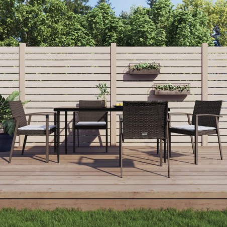 vidaXL 5-tlg. Garten-Essgruppe mit Kissen Poly Rattan und Stahl
