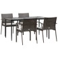 vidaXL 5-tlg. Garten-Essgruppe mit Kissen Poly Rattan und Stahl vidaXL 5-tlg. Garten-Essgruppe mit Kissen Poly Rattan und Stahl