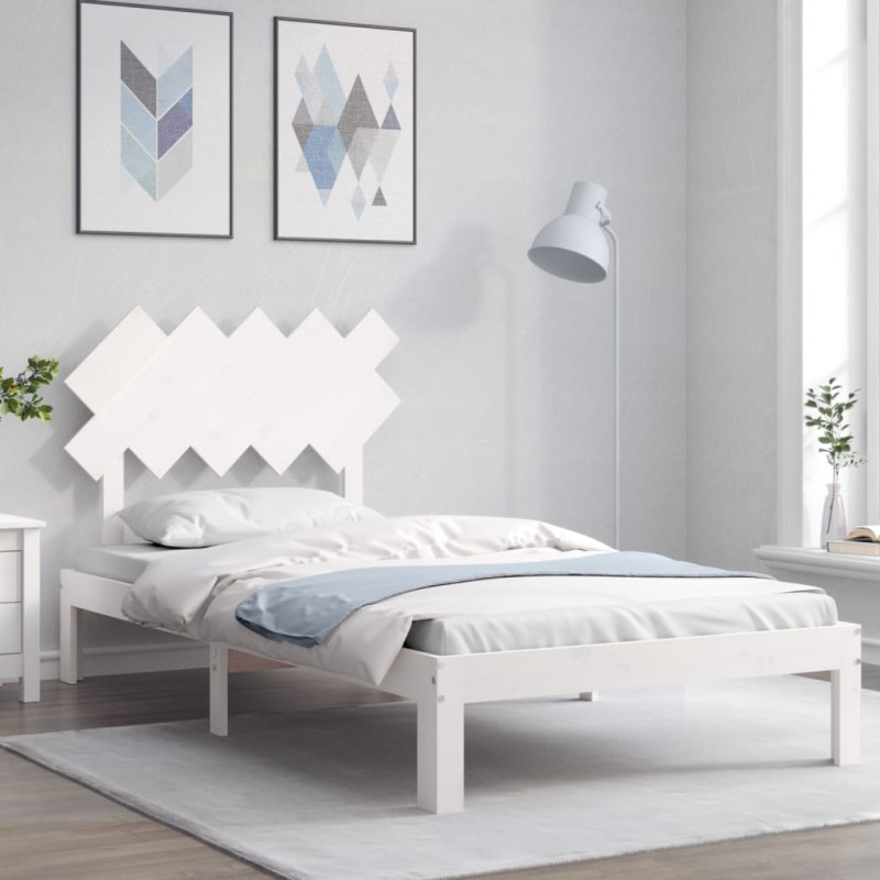 vidaXL Massivholzbett mit Kopfteil Weiß 100x200 cm vidaXL Massivholzbett mit Kopfteil Weiß 100x200 cm