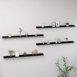 vidaXL Wandregale 4 Stk. Schwarz 115x9x3 cm