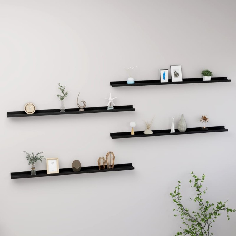 vidaXL Wandregale 4 Stk. Schwarz 115x9x3 cm vidaXL Wandregale 4 Stk. Schwarz 115x9x3 cm