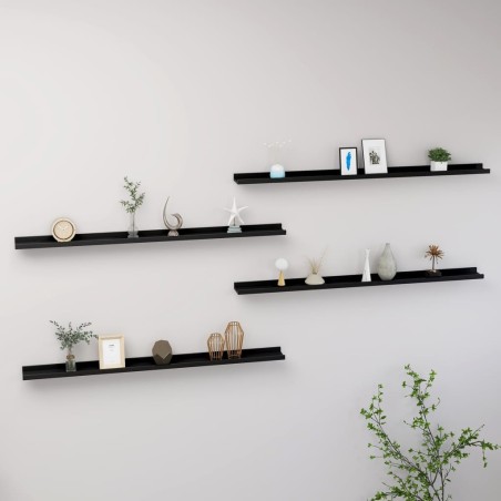 vidaXL Wandregale 4 Stk. Schwarz 115x9x3 cm