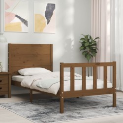 vidaXL Massivholzbett mit Kopfteil Honigbraun 90x200 cm