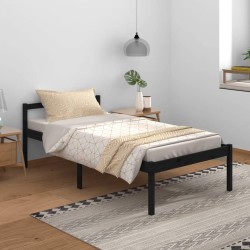 vidaXL Massivholzbett Schwarz Kiefer 100x200 cm