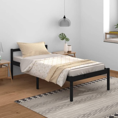 vidaXL Massivholzbett Schwarz Kiefer 100x200 cm