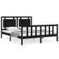 vidaXL Massivholzbett mit Kopfteil Schwarz 160x200 cm vidaXL Massivholzbett mit Kopfteil Schwarz 160x200 cm