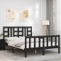 vidaXL Massivholzbett mit Kopfteil Schwarz 160x200 cm vidaXL Massivholzbett mit Kopfteil Schwarz 160x200 cm
