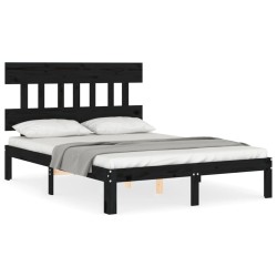 vidaXL Massivholzbett mit Kopfteil Schwarz 120x200 cm