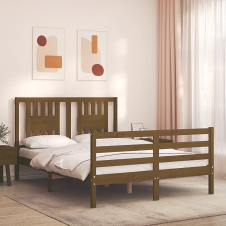 vidaXL Massivholzbett mit Kopfteil Honigbraun 140x200 cm