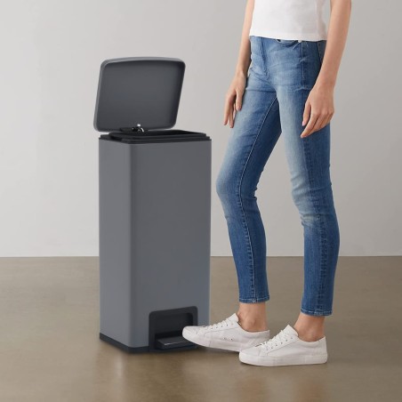 vidaXL Mülleimer mit Pedal Anti-Fingerabdruck 30 L Grau Edelstahl  