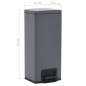 vidaXL Mülleimer mit Pedal Anti-Fingerabdruck 30 L Grau Edelstahl vidaXL Mülleimer mit Pedal Anti-Fingerabdruck 30 L Grau Edelstahl