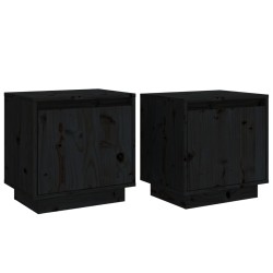 vidaXL Nachttische 2 Stk. Schwarz 40x30x40 cm Massivholz Kiefer