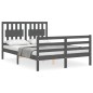 vidaXL Massivholzbett mit Kopfteil Grau 140x200 cm vidaXL Massivholzbett mit Kopfteil Grau 140x200 cm