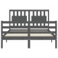 vidaXL Massivholzbett mit Kopfteil Grau 140x200 cm vidaXL Massivholzbett mit Kopfteil Grau 140x200 cm