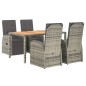 vidaXL 5-tlg. Garten-Essgruppe mit Kissen Grau Poly Rattan vidaXL 5-tlg. Garten-Essgruppe mit Kissen Grau Poly Rattan