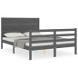 vidaXL Massivholzbett mit Kopfteil Grau 120x200 cm vidaXL Massivholzbett mit Kopfteil Grau 120x200 cm