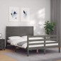 vidaXL Massivholzbett mit Kopfteil Grau 120x200 cm vidaXL Massivholzbett mit Kopfteil Grau 120x200 cm