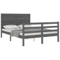 vidaXL Massivholzbett mit Kopfteil Grau 120x200 cm vidaXL Massivholzbett mit Kopfteil Grau 120x200 cm