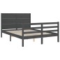 vidaXL Massivholzbett mit Kopfteil Grau 120x200 cm vidaXL Massivholzbett mit Kopfteil Grau 120x200 cm