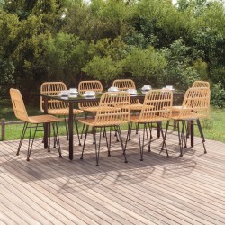 vidaXL 9-tlg. Garten-Essgruppe Poly Rattan