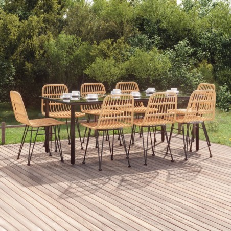 vidaXL 9-tlg. Garten-Essgruppe Poly Rattan