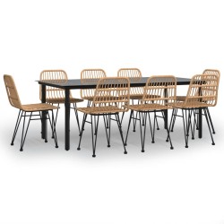 vidaXL 9-tlg. Garten-Essgruppe Poly Rattan