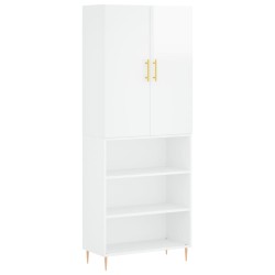 Highboard Hochglanz-Weiß 69,5x34x180 cm Holzwerkstoff