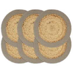 vidaXL Tischsets 6 Stk. Natur und Grau 38 cm Jute und Baumwolle 