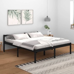 vidaXL Massivholzbett Schwarz Kiefer 180x200 cm