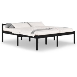 vidaXL Massivholzbett Schwarz Kiefer 180x200 cm
