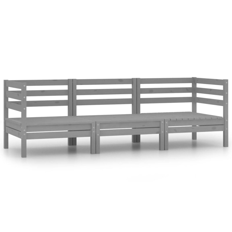 vidaXL 3-tlg. Garten-Lounge-Set Massivholz Kiefer Grau vidaXL 3-tlg. Garten-Lounge-Set Massivholz Kiefer Grau