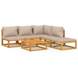 vidaXL 6-tlg. Garten-Lounge-Set mit Taupe Kissen Massivholz