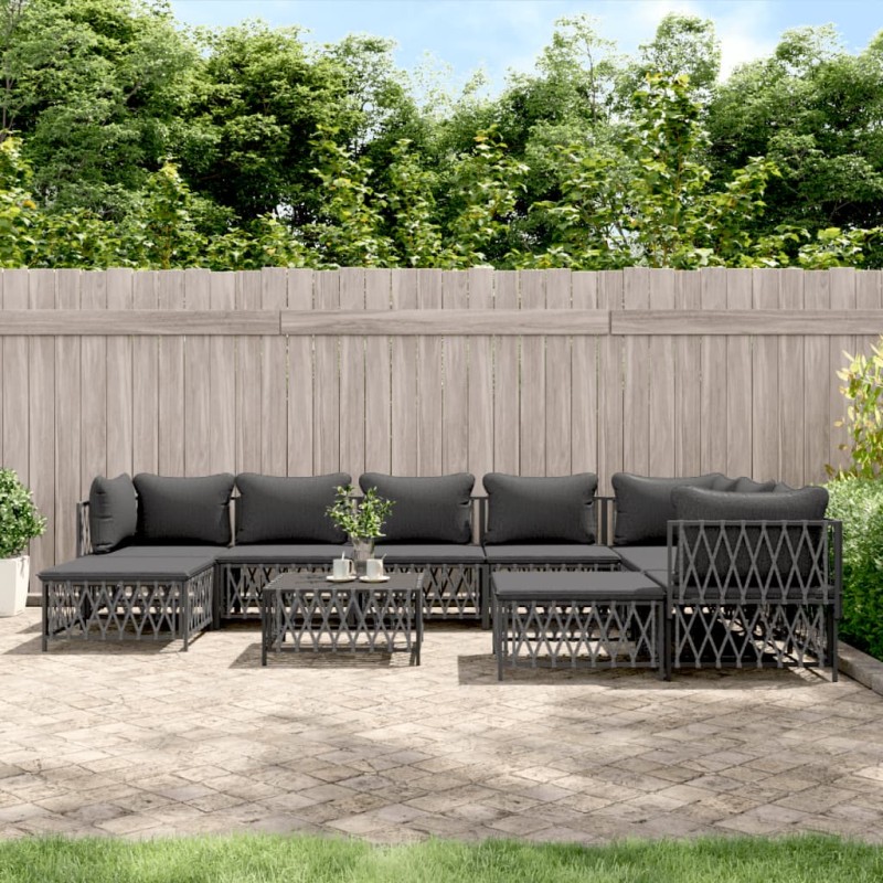 vidaXL 10-tlg. Garten-Lounge-Set mit Kissen Anthrazit Stahl vidaXL 10-tlg. Garten-Lounge-Set mit Kissen Anthrazit Stahl