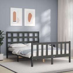 vidaXL Massivholzbett mit Kopfteil Grau 120x200 cm