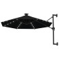 vidaXL Sonnenschirm Wandmontage mit LEDs und Metallmast 300 cm Schwarz vidaXL Sonnenschirm Wandmontage mit LEDs und Metallmast 300 cm Schwarz