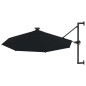vidaXL Sonnenschirm Wandmontage mit LEDs und Metallmast 300 cm Schwarz vidaXL Sonnenschirm Wandmontage mit LEDs und Metallmast 300 cm Schwarz