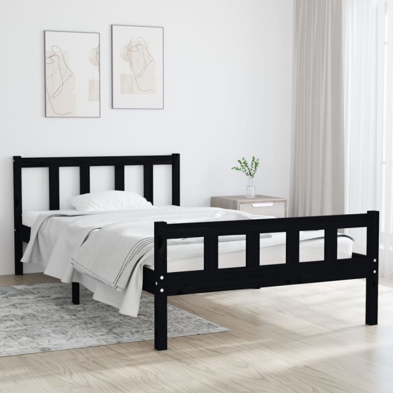 vidaXL Massivholzbett Schwarz 100x200 cm vidaXL Massivholzbett Schwarz 100x200 cm