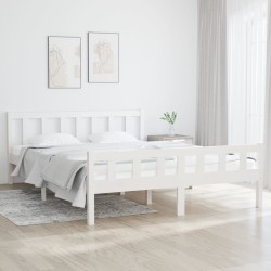 vidaXL Massivholzbett Weiß 120x200 cm