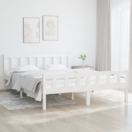 vidaXL Massivholzbett Weiß 120x200 cm