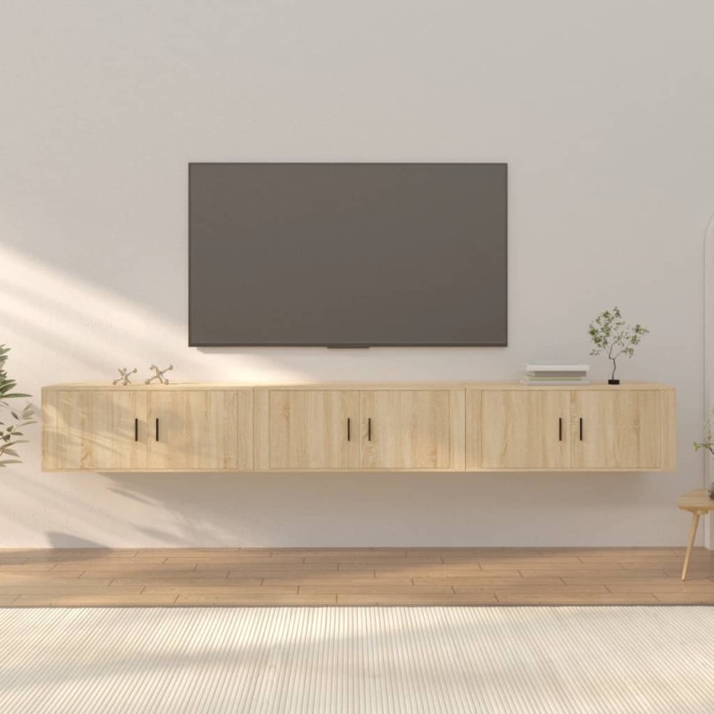 vidaXL TV-Wandschränke 3 Stk. Sonoma-Eiche 100x34,5x40 cm vidaXL TV-Wandschränke 3 Stk. Sonoma-Eiche 100x34,5x40 cm