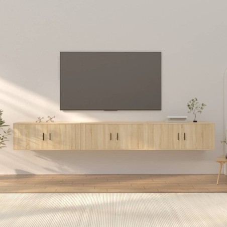vidaXL TV-Wandschränke 3 Stk. Sonoma-Eiche 100x34,5x40 cm
