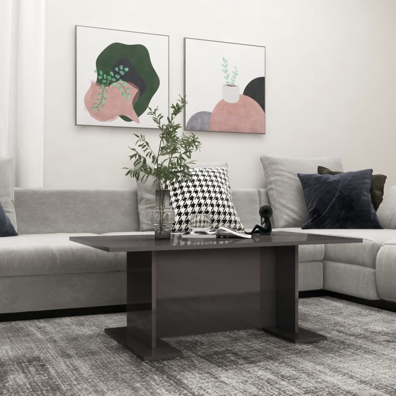 vidaXL Couchtisch Hochglanz-Grau 103,5x60x40 cm Holzwerkstoff vidaXL Couchtisch Hochglanz-Grau 103,5x60x40 cm Holzwerkstoff